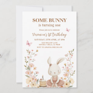 Invitation Lapin de Pâques mignon 1er anniversaire 