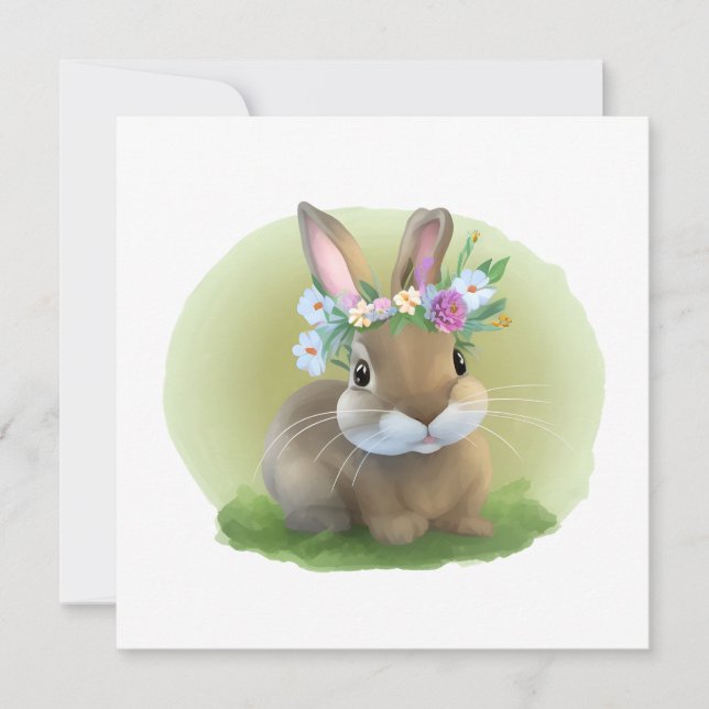 Invitation Lapin de Pâques mignon pour une humeur positive   (Devant)