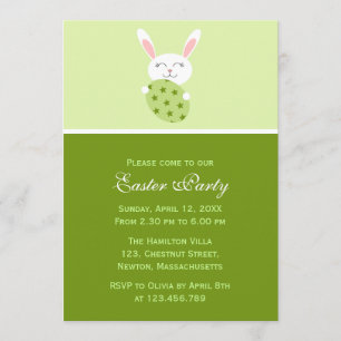 Invitation Lapin de Pâques mignon (vert)