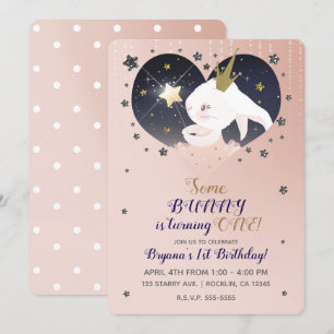 Invitation Lapin de Pêche d'anniversaire Twinkle Little Star