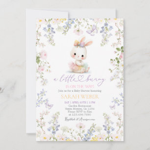 Invitation Lapin de printemps éditable Baby Shower Fille