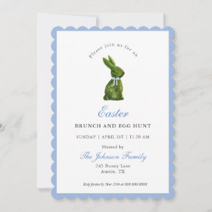 Invitation Lapin de topiaire élégant pour brunch de Pâques 