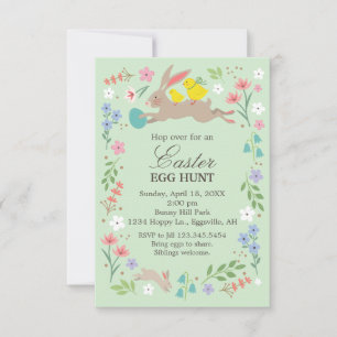 Invitation Lapin d'invitation de Pâques avec des poules