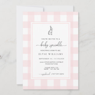 Invitation Lapin en vichy rose bébé Sprinkle