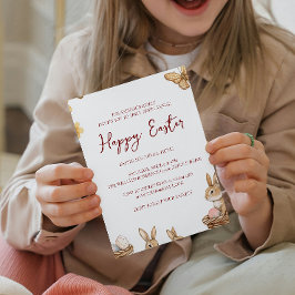 Invitation Lapin et papillons annuel heureux Pâques