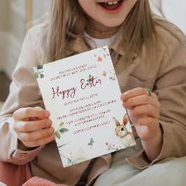 Invitation Lapin et papillons floraux heureux Pâques