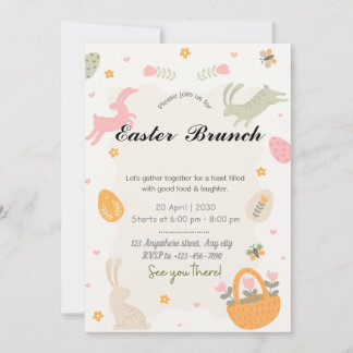 Invitation Lapin Fleur Sauvage