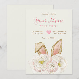 Invitation Lapin floral