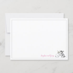 Invitation Lapin gris rose et blanc lapin
