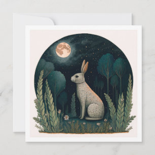 Invitation Lapin heureux au clair de lune