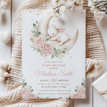 Lapin Lapin Lune Rose Blush Baby shower Floral