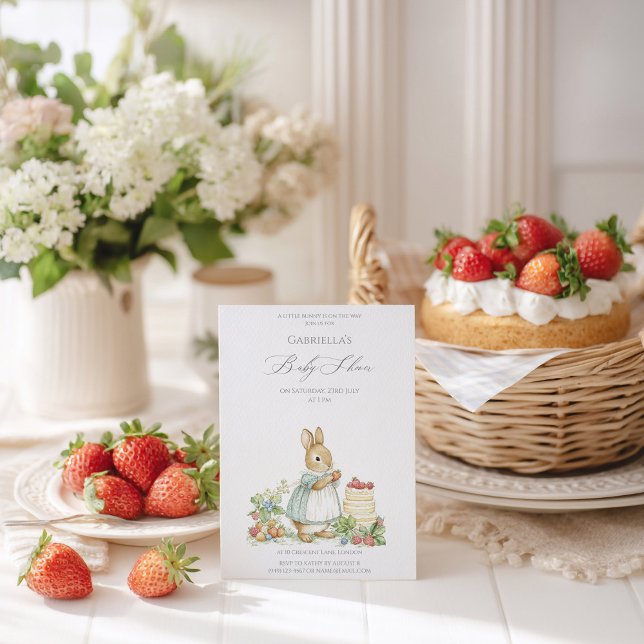 Invitation Lapin Maman et Baby shower de fraises (Créateur téléchargé)