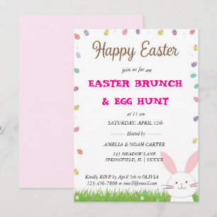Invitation Lapin Mignon Pâques BRUNCH & CHASSE