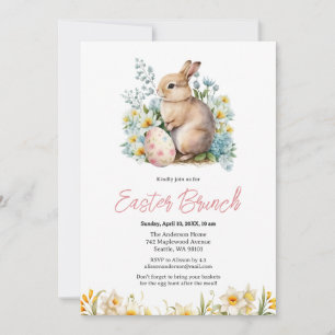 Invitation Lapin & Oeuf Floral