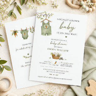 Invitation Lapin Rustique Bébé Cultivé Localement Modifiable