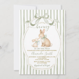 Invitation Lapin Vert Sauge Baby Shower Vert Poussiéreux