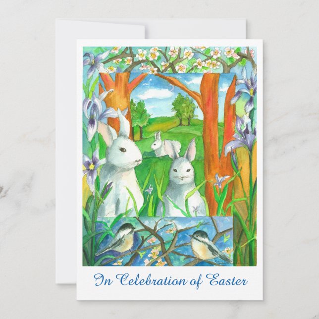 Invitation Lapins blancs Béliers Béliers Brunch de Pâques (Devant)