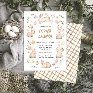 Invitation Lapins de pépinière de printemps Brunch de Pâques