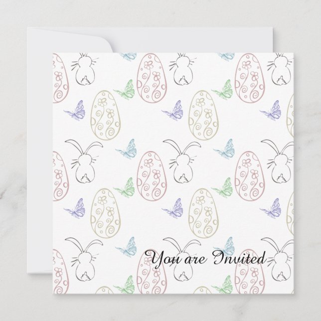 Invitation Lapins et oeufs (Devant)