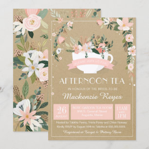Invitation L'après-midi Tea Floral Teacup Fête des mariées