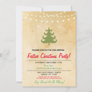 Invitation L'arbre de dîner de Noël allume l'invitation