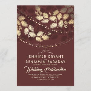 Invitation L'arbre d'or allume le mariage élégant de  