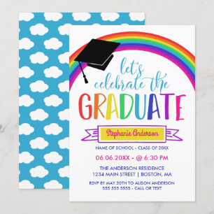 Invitation L'arc-en-ciel nous a laissés célébrer le diplômé