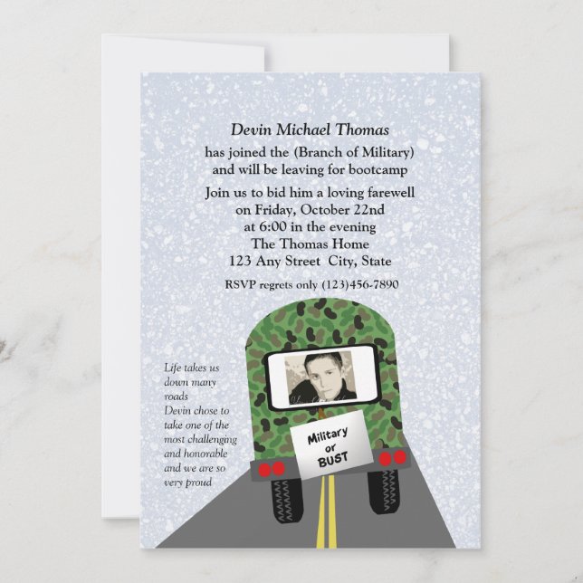 Invitation L'armée s'éloigne du parti (Devant)