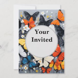 Invitation L'art acrylique aux papillons colorés,