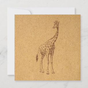Invitation L'art animal illustré de la Girafe Vintage
