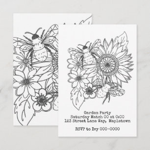 Invitation L'art de la ligne des abeilles et des tournesols