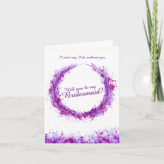 Invitation L'art violet mariage serez-vous ma demoiselle d'ho (Devant)