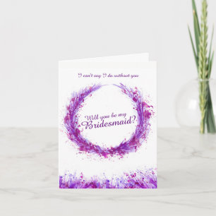 Invitation L'art violet mariage serez-vous ma demoiselle d'ho