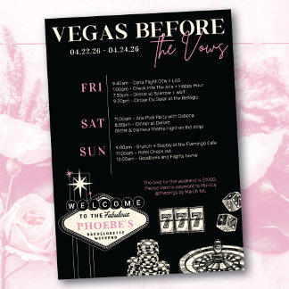 Invitation Las Vegas Bachelorette Party Itinéraire Customisé