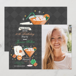 Invitation Las Vegas Birthday Casino Dice Chips Photo Party
