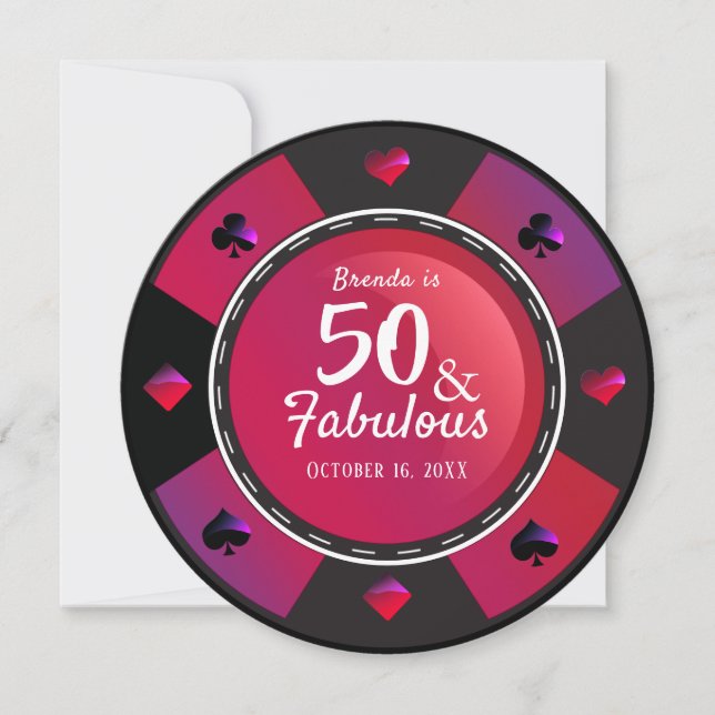 Invitation Las Vegas Casino 50 & Fabuleux fête d'anniversaire (Devant)