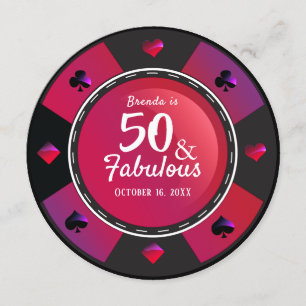 Invitation Las Vegas Casino 50 & Fabuleux fête d'anniversaire