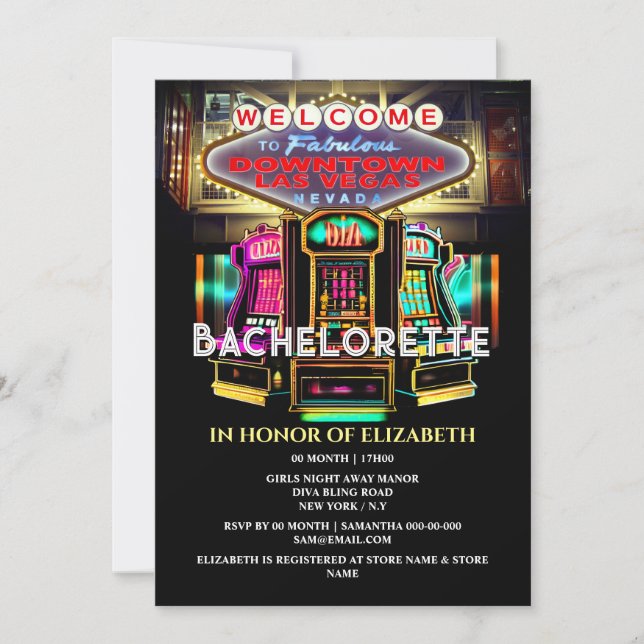 Invitation Las Vegas Casino bachelorette filles week-end (Devant)