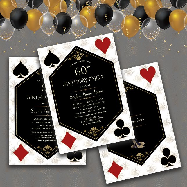 Invitation Las Vegas Casino Night Poker Femme 60e anniversair (Créateur téléchargé)