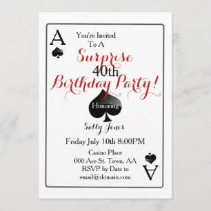 Invitation Las Vegas Casino Surprise fête d'anniversaire