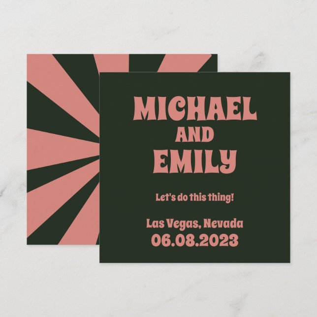 Invitation Las Vegas Mariage à thème Enregistrer la date (Devant / Derrière)