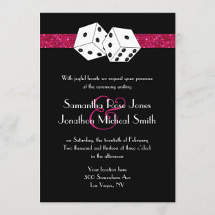 Invitation Las Vegas Mariage Dice Thème Hot rose Faux Parties