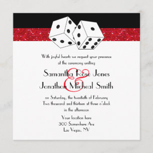 Invitation Las Vegas Mariage Dice Thème Ruby Red Faux Parties