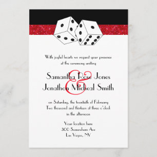 Invitation Las Vegas Mariage Dice Thème Ruby Red Faux Parties