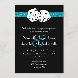 Invitation Las Vegas Mariage Dice Thème Turquoise Blu Faux Pa