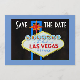 Invitation Las Vegas Mariage Enregistrer la date Bleu