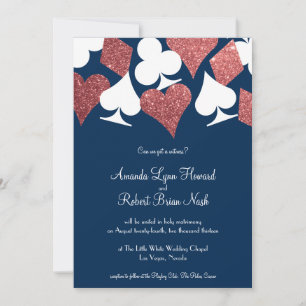 Invitation Las Vegas Mariage Navy avec Parties scintillant Ro