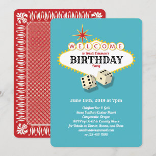 Invitation Las Vegas Marquee Anniversaire Party Aqua