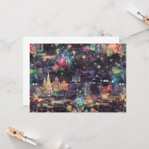 Invitation Las Vegas Noël et Nouvel An en aquarelle
