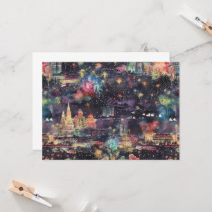 Invitation Las Vegas Noël et Nouvel An en aquarelles